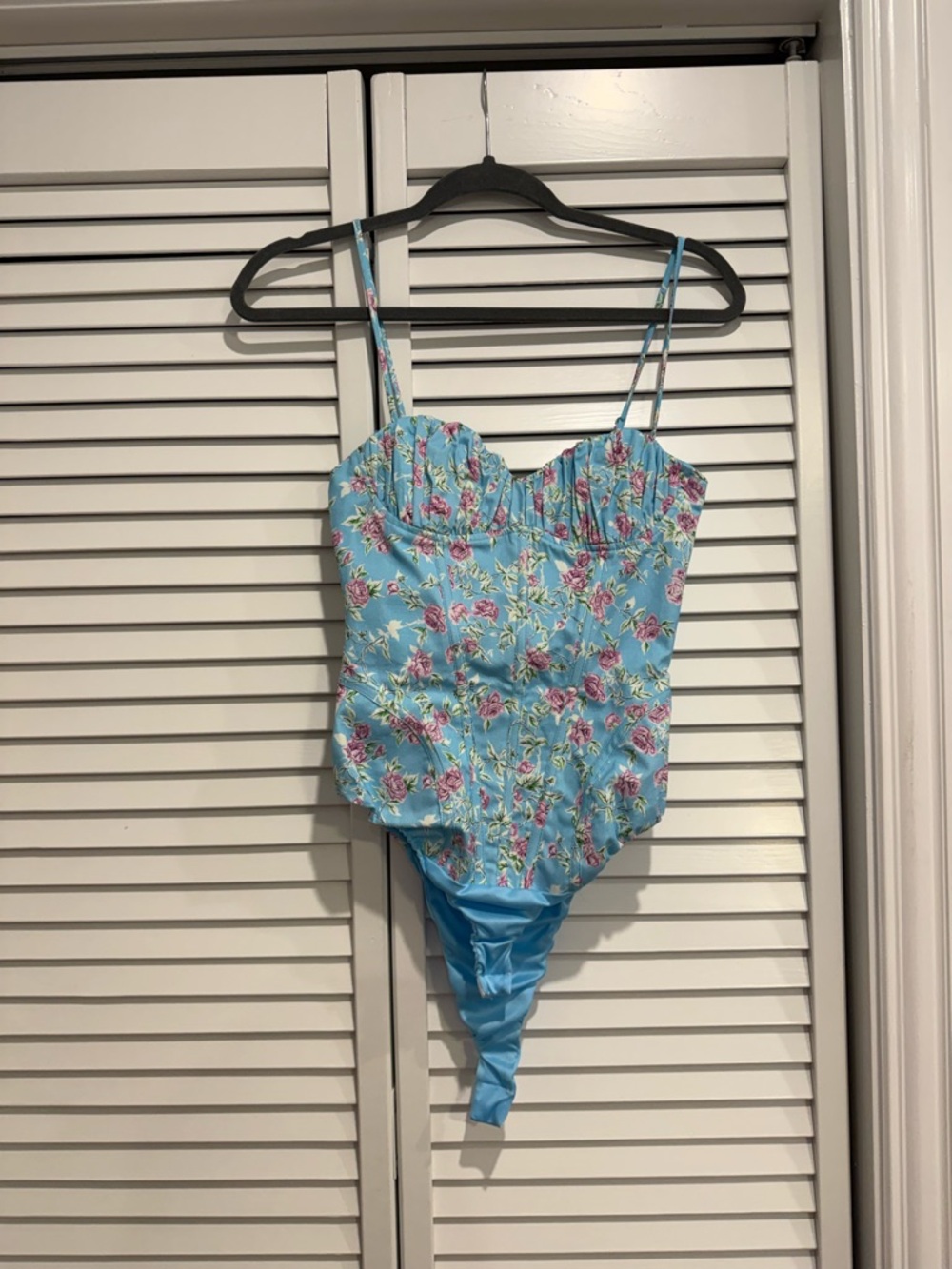 Zara NWT Floral Blue Bustier One-Piece Bodysuit